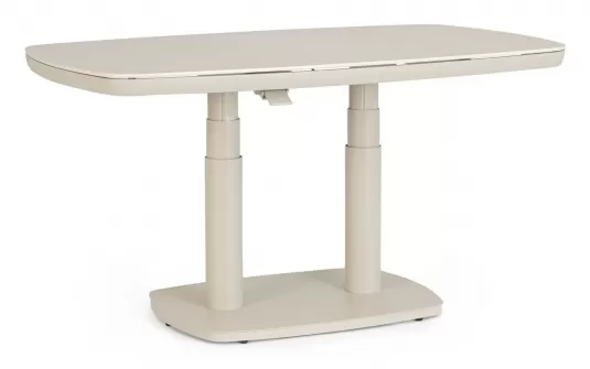 Jasnobeżowy stół ogrodowy podnoszony płynnie z blatem z kamienia spiekanego talete bizzotto