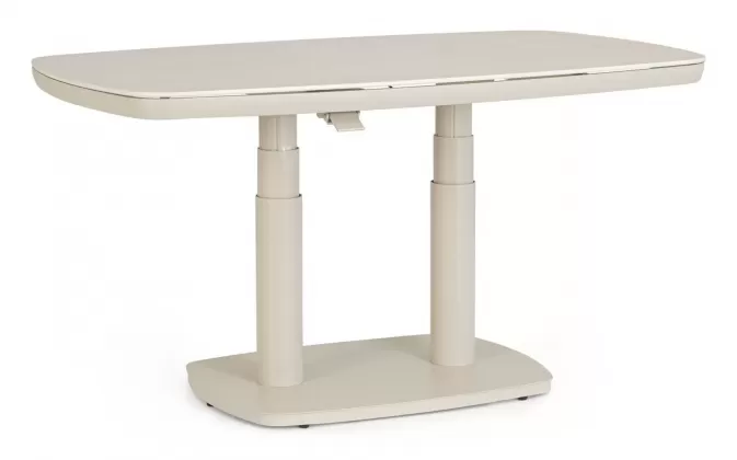 Jasnobeżowy stół ogrodowy podnoszony płynnie z blatem z kamienia spiekanego talete bizzotto