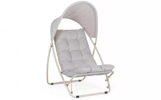 Fotel ogrodowy z poduszką i daszkiem jasno szary taito bizzotto