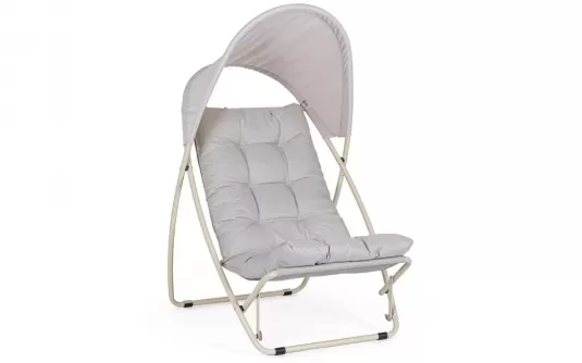 Fotel ogrodowy z poduszką i daszkiem jasno szary taito bizzotto Fotel ogrodowy z poduszką i daszkiem jasno szary taito bizzotto