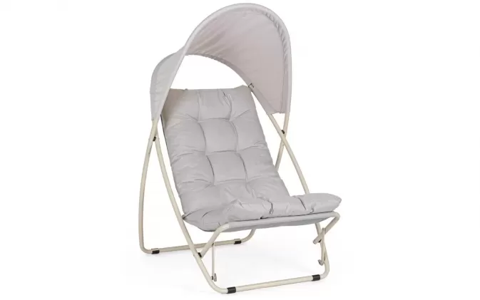 Fotel ogrodowy z poduszką i daszkiem jasno szary taito bizzotto