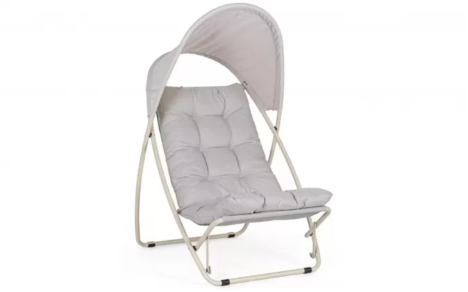 Fotel ogrodowy z poduszką i daszkiem jasno szary taito bizzotto