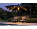 Parasol ogrodowy 3x3 LED premium z nogą boczną i podstawą granitową z kółkami duraflex