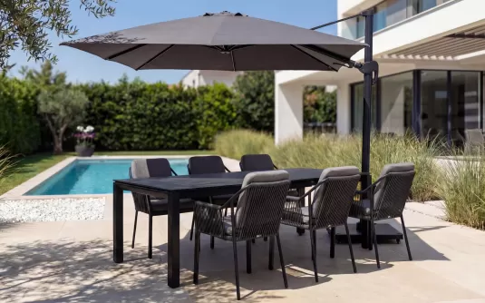 Parasol ogrodowy noga boczna antracyt 3x4 m | poszycie Spuncrylic antracyt