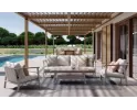 Nowoczesny komplet wypoczynkowy aluminiowy ogrodowy beżowy z sofą trzyosobową leonida bizzotto