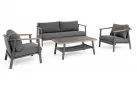 Nowoczesny komplet wypoczynkowy aluminiowy ogrodowy grafitowy z sofą 3os. leonida bizzotto