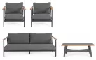 Nowoczesny komplet wypoczynkowy aluminiowy ogrodowy grafitowy z sofą 3os. leonida bizzotto