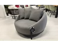 Owalny duży fotel wypoczynkowy ogrodowy z szarym obiciem z tkaniny sunbrella Lucas hartman