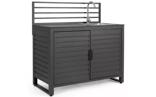 Grafitowa szafka ogrodowa kuchenna z zlewem i wylewką aria bizzotto