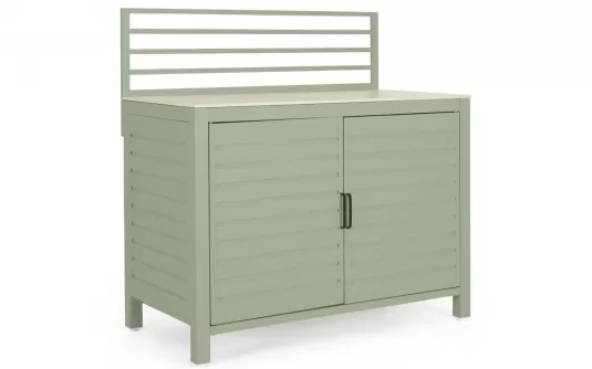 Jasnozielona szafka ogrodowa kuchenna z blatem kamiennym 120 cm aria bizzotto