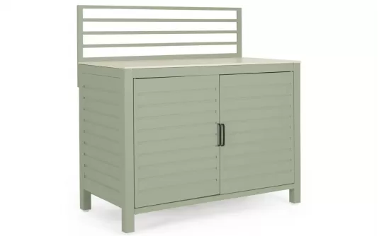 Jasnozielona szafka ogrodowa kuchenna z blatem kamiennym 120 cm aria bizzotto