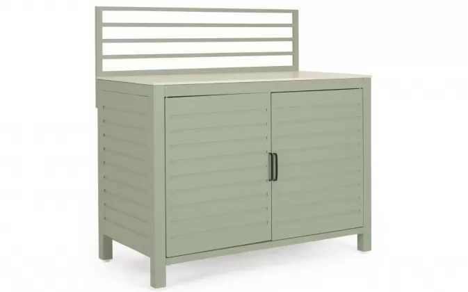 Jasnozielona szafka ogrodowa kuchenna z blatem kamiennym 120 cm aria bizzotto
