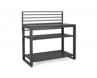 Szeroka szafka kuchenna z blatem kamiennym antracytowa aluminiowa ogrodowa aria 120 cm otwarta