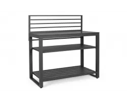 Szeroka szafka kuchenna z blatem kamiennym antracytowa aluminiowa ogrodowa aria 120 cm otwarta