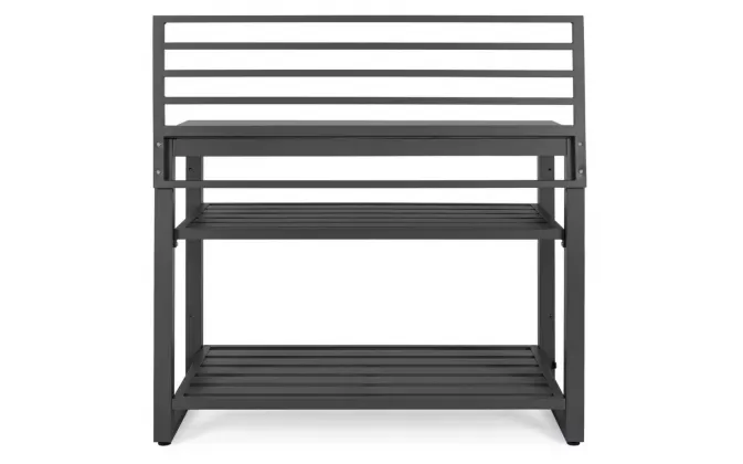 Szeroka szafka kuchenna z blatem kamiennym antracytowa aluminiowa ogrodowa aria 120 cm otwarta