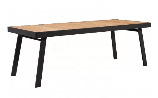 Aluminium stół ogrodowy w kolorze grafitowym z blatem z deseczek z drewna tik premium 200 x 90 cm york higold