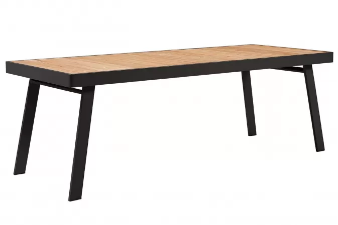 Aluminium stół ogrodowy w kolorze grafitowym z blatem z deseczek z drewna tik premium 200 x 90 cm york higold