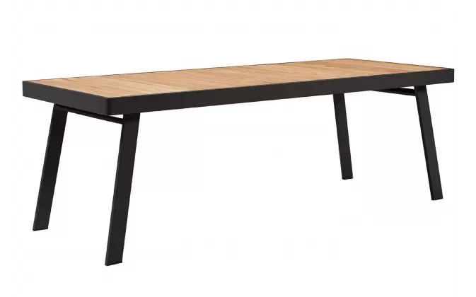 Aluminium stół ogrodowy w kolorze grafitowym z blatem z deseczek z drewna tik premium 200 x 90 cm york higold