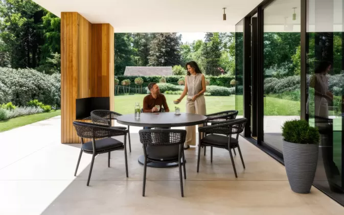 Komplet ogrodowy obiadowy z okrągłym stołem średnica 1150 i 6 krzesłami axo oslo life