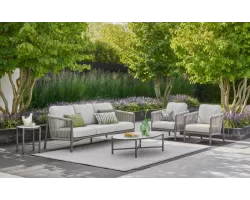 Zestaw ogrodowy wypoczynkowy w kolorze taupe z sofą trzyosobową AppleBee bora bora