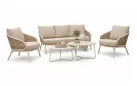 Zestaw ogrodowy wypoczynkowy białokremowy z sofą 3os premium aluminiowy technorattan pine key Applebee