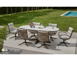 Sześcioosobowy komplet stołowy ogrodowy premium CampBay AppleBe