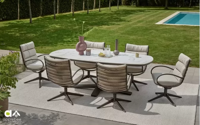 Sześcioosobowy komplet stołowy ogrodowy premium CampBay AppleBe