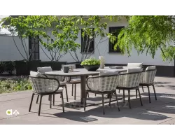 Luksusowy komplet ogrodowy stołowy w kolorze ciemnym brązie pine key applebee