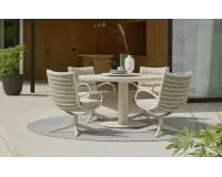 Luksusowy komplet ogrodowy stołowy z okrągłym stołem 140 cm i 4 luksusowymi fotelami camp Bat AppleBee