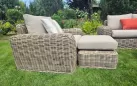Komplet ogrodowy wypoczynkowy z technorattanu okrągłego z dużą sofą woma fotelami i stolikiem torres