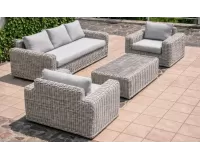 Komplet ogrodowy wypoczynkowy z technorattanu okrągłego z dużą sofą woma fotelami i stolikiem torres
