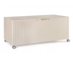 Beżowa skrzynia ogrodowa aluminiowa na poduszki z kółkami trevor