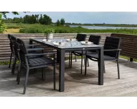 Zestaw stołowy na taras w kolorze antracyt z ceramicznym blatem w stołu Concept primavera life