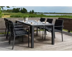 Zestaw stołowy na taras w kolorze antracyt z ceramicznym blatem w stołu Concept primavera life