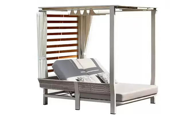 Luksusowe łóżko z zadaszeniem odczuwanym dwuosobowe borromeo higold