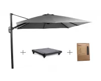 Zestaw parasol ogrodowy z podstawą granitową czarną 90 kilo i pokrowcem 3 x 3 m duraflex