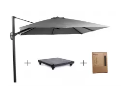 Zestaw parasol ogrodowy z podstawą granitową czarną 90 kilo i pokrowcem 3 x 3 m duraflex