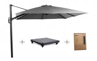 Zestaw parasol ogrodowy z podstawą granitową czarną 90 kilo i pokrowcem 3 x 3 m duraflex