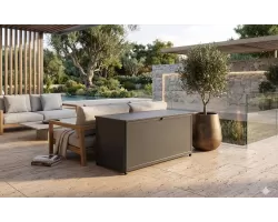 Grafitowa skrzynia ogrodowa aluminiowa z kółkami live 170 x 90 x 90 cm