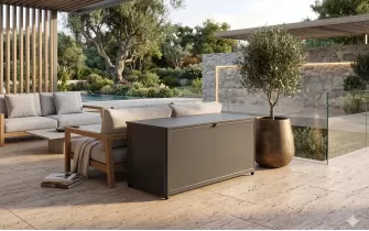 Grafitowa aluminiowa duża skrzynia ogrodowa z kółkami 205 x 95 x 100 cm LIFEBOX