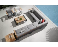 Modułowy narożnik ogrodowy grafitowy aluminiowy z elementami teak cambusa higold