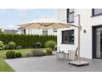 Ośmiokątny parasol ogrodowy 350 cm w kolorze jasno beżowym duraflekx