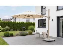 Ośmiokątny parasol ogrodowy 350 cm w kolorze jasno beżowym duraflekx