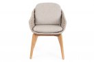 Beżowe krzesło obiadowe TAMIRES drewno teak i lina polipropylenowa
