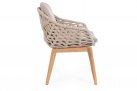 Beżowe krzesło obiadowe TAMIRES drewno teak i lina polipropylenowa