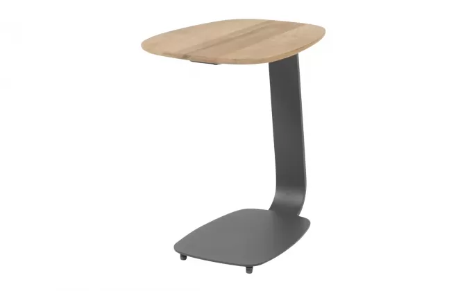 Aluminiowy stolik boczny antracytowy czy z blatem z drewna teak GENTLE