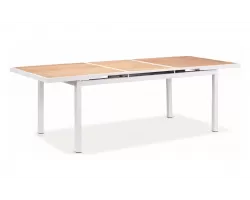 Biały stół ogrodowy rozsuwany 180-240 z blatem teak HECK Higold