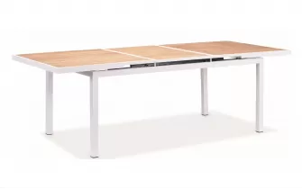 Biały stół ogrodowy rozsuwany 180-240 z blatem teak HECK Higold