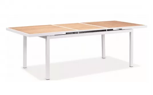 Biały stół ogrodowy rozsuwany 180-240 z blatem teak HECK Higold Biały stół ogrodowy rozsuwany 180-240 z blatem teak HECK Higold