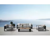 Nowoczesny zestaw mebli ogrodowych aluminiowych grafitowych cambusa higold